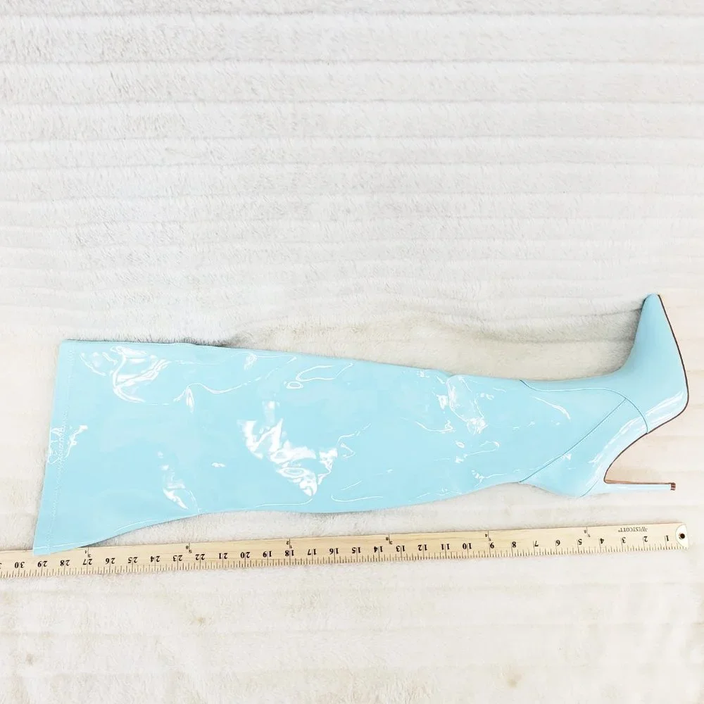 Cape Robbin Patent Over-the-Knee Boots in Light Blue